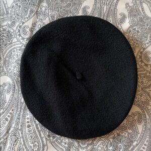 H&M Black Beret Hat 100% Wool